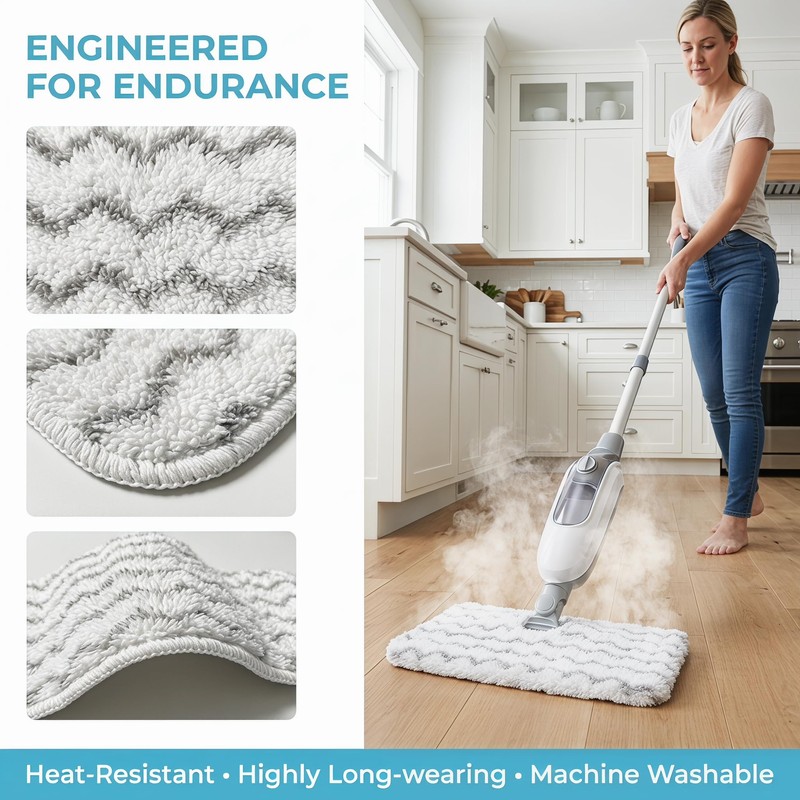 eefaYIYIFA 12 Pack Steam Mop Replacement Pads, Washable Microfiber Scrub