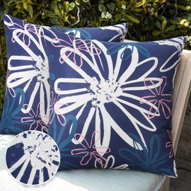 Pyonic Outdoor Waterproof Pillow Covers Pack of 2 Dahlia Water Resistant Decorative Outdoor Pillow Covers 18x18 inch Square Patio Pillows for Funiture Garden,Tent Sunbrella