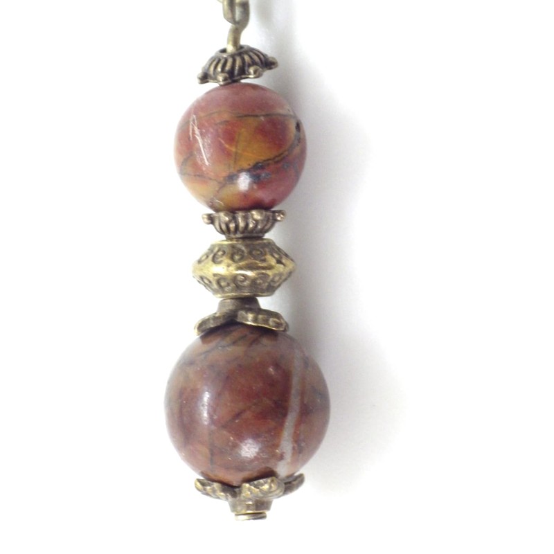 Picasso Jaspis Perlenohrringe und antike Bronzeperlen