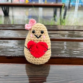 Positive Potato, Funny Gift for Women Cute Knitted Wool Inspirational Crochet Doll Plush Home Office Decor