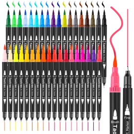 Taotree 36 Colors Dual Tip Art Markers Pens for Kids Adult Coloring Books, Artist Fine & Brush Tip Coloring Marker Drawing Pens for Journaling Note Taking Lettering Calligraphy Craft Art Supplies Set