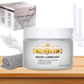 Wood Wax Lubricant for Home Projects, 5oz Multi-Purpose Paste Wax for Wood – Door Hinge & Drawer Lubricant, Cabinet, Chains – Eliminate Sticking & Noise, Includes Cloth, Brushes & Gloves