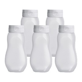5PCS Condiment Squeeze Bottles, Squeeze Bottles for Hot Sauces Ketchup Mustard Milk, Salad dressing dispenser with Caps, Clear Plastic Bottles for Liquids Oil, Squeeze Dressing Container for Kitchen