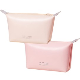 kamumanni 2Pcs Makeup Bag Small Makeup Bag for Purse Waterproof Travel Makeup Bag for Women Cosmetic Bag for Tote Toiletry Bag(Pink＋Cream)