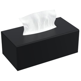 AITEE Acrylic Tissue Box Cover: Black Rectangle Tissue Holder Napkin Dispenser for Home Bathroom Kitchen Bedroom Office Coffee Table Restaurant