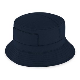 fiebig Cotton Fishing Hat, Unisex Outdoor Hat with Pockets and Zip Compartment, Bucket Hat in Many Colours and Sizes, navy