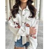 SeekMe Women's Cropped Corduroy Jacket Football Sequin Patched Short Button