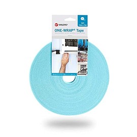 Velcro® Brand ONE-WRAP® Hook and Loop Back to Back Strapping 1cm Wide 25 Metres Roll (Aqua) | Multiples Sent as Continuous Length