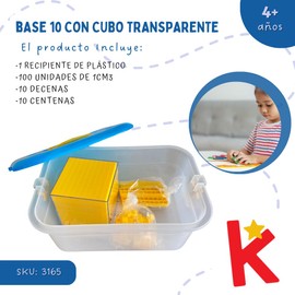 edudak, Cubo Base 10 Transparente – Juego Matemático Didáctico con Unidades, Decenas y Centenas para Cálculos Volumétricos y Aprendizaje Stem
