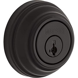 Weiser Collections Matte Black Round Deadbolt Lock, ANSI/BHMA Grade 1 Certified Front Door Lock, Kick Proof, Bump Proof & Anti-theft Exterior Door Lock with Key, Traditional Door Locks for Entry Door