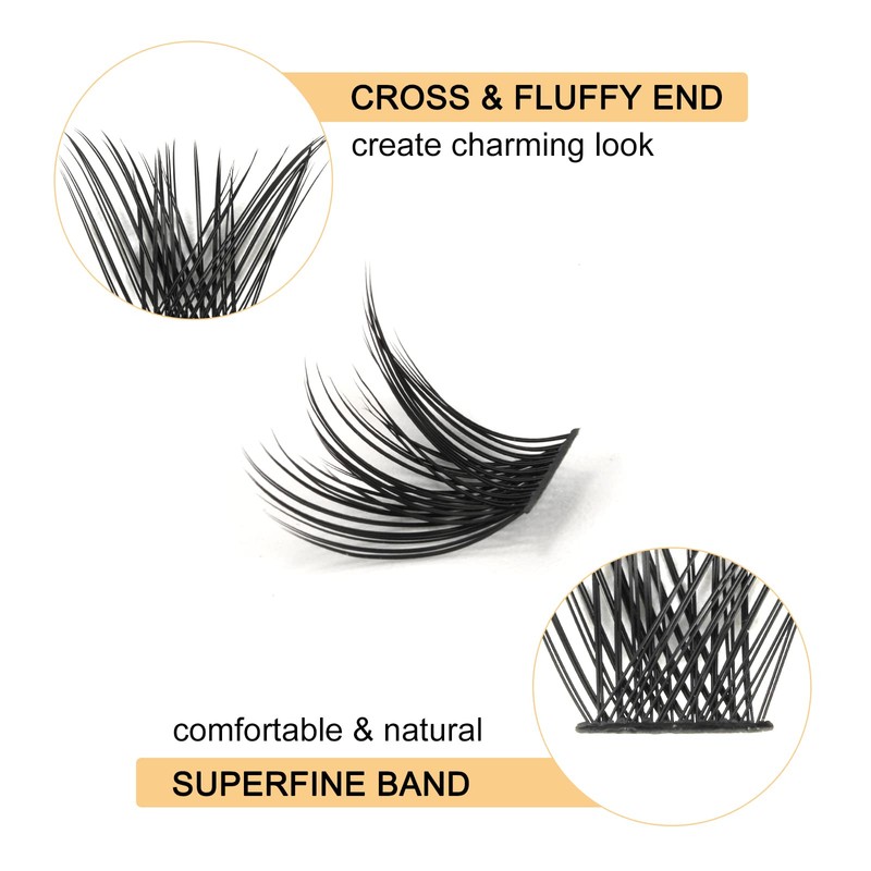 QUEWEL Individual Lashes 72 Pcs DIY Cluster Lashes Individual Eyelashes