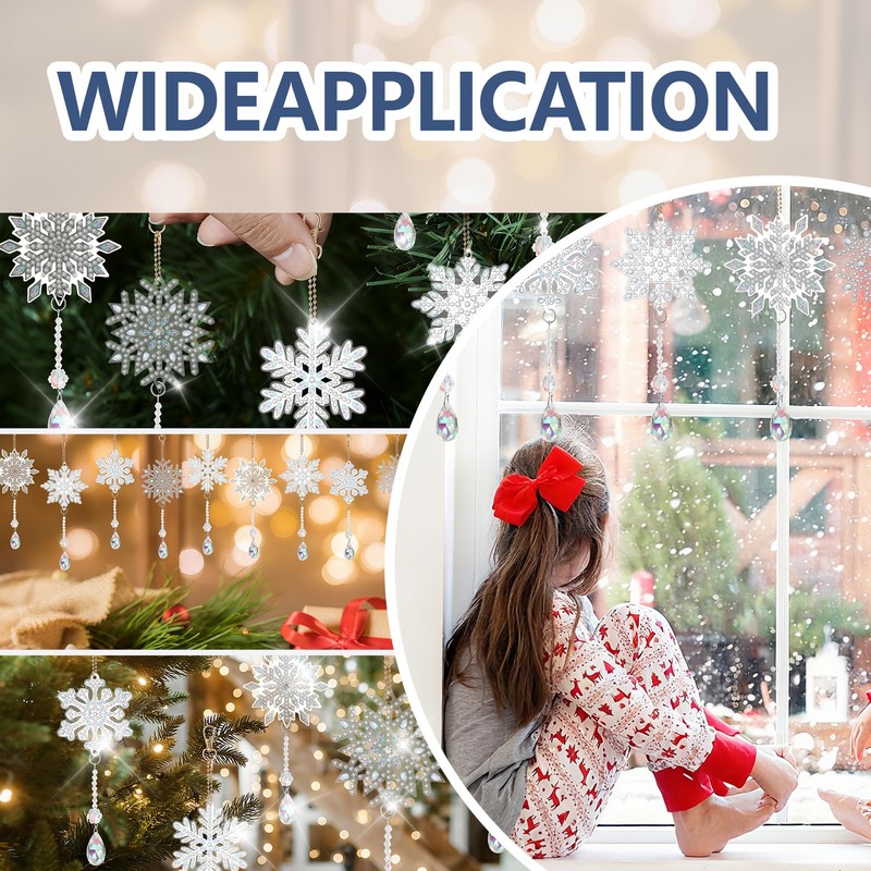 6pcs Winter Snowflake Double Sided Diamond Art Wind Chimes Kits