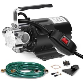 Water Transfer Pump, 115V 1/10HP Electric Utility Pump with On/Off Switch 2 * 6 ft Water Hoses Kit for Removing Water from Garden Pools Aquariums Hot Tub Draining 1/8’’ Low Suction for Rain Barrel