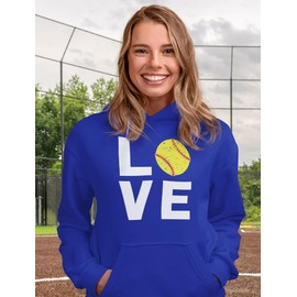 Tstars Love Softball Hoodie for Teen Girls and Women Gift Idea Players Coaches Fans Game Day Apparel Large Royal