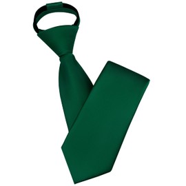 Branduce Hunter Green Tie Solid Satin Ties for Men Pre-tied Adjustable Zipper Necktie for Wedding Business (TA17-22)