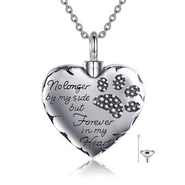 YFN Pet Urn Necklace Sterling Silver Dog Cat Paw Cremation Necklace for Ashes Pet Paw Print Memorial Jewelry for Women Men