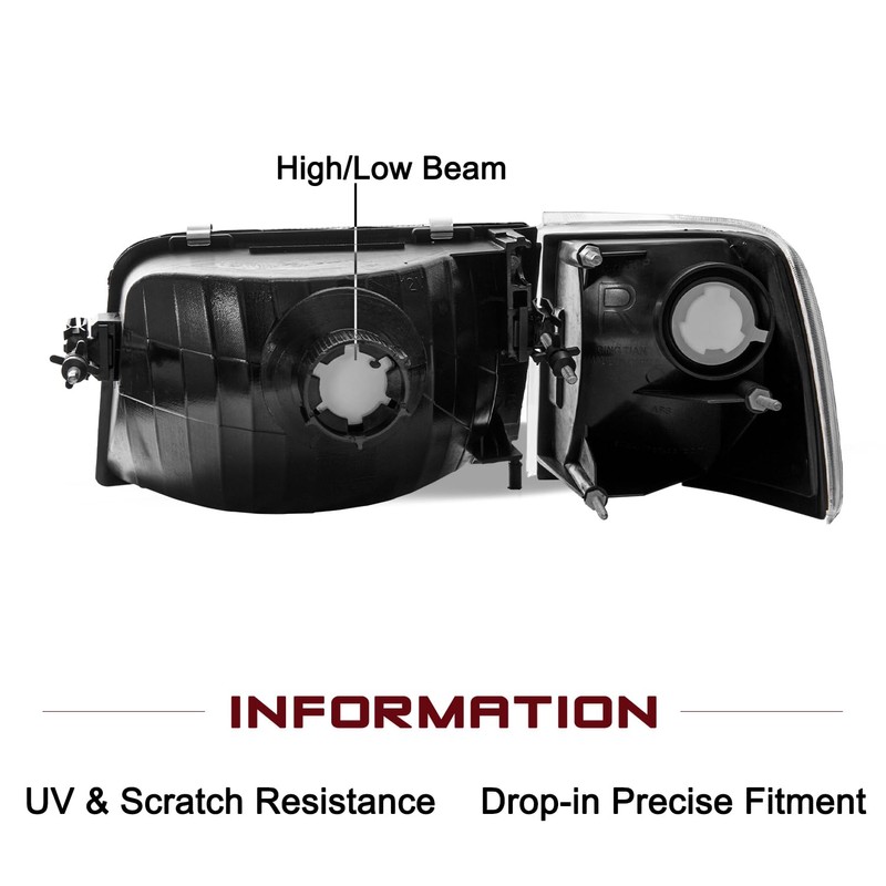 JSBOYAT Headlight Assembly for 93 94 95 96 97 Ford