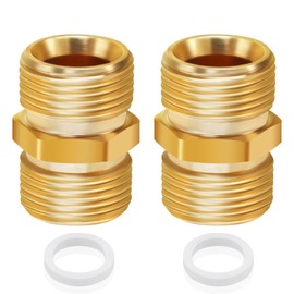 Boltigen 2PCS M22 Pressure Washer Hose Adapter, M22-14 Male x M22-15 Male Power Washer Fittings, M22 14mm to M 22 15mm Pressure Washer Hose Extension,Brass M22 Pressure Washer Coupler, Max 4800PSI