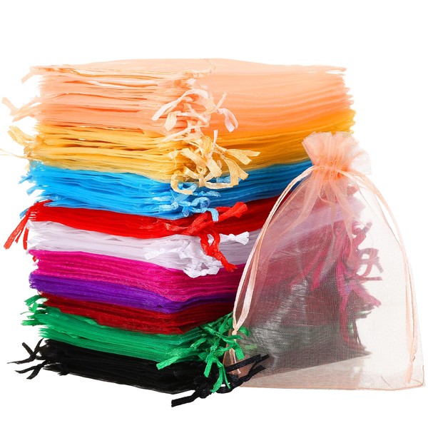 Naler 100 Pieces Multicolor Organza Bags with Drawstring Sheer Organza Gift Bags Jewelry Favor Pouches for Wedding Party Favor Christmas Birthday Gift Bags, 4"x6"
