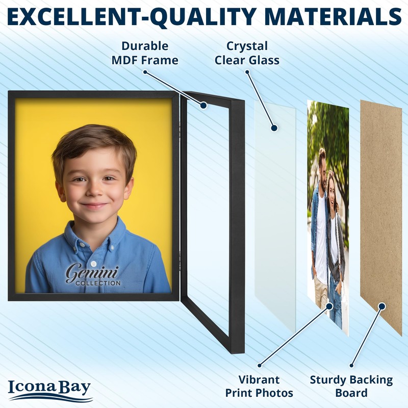 Icona Bay - 8x10 Double Picture Frame - Black -