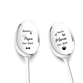 Gifts for Mum, Dad, Pack of 2 Coffee Spoons with Engraving, Best Mum and Dad for Birthday Gift, Christmas Gifts for Mum, Dad, Parents, Mum, Dad Gift for Mother's Day Gift, Father's Day Gift