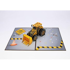 Papercraft Creations Construction Bulldozer 3D Greeting Pop Up Birthday Card For Kids, Happy Birthday Card For Boy, Son, Kid, Toddler, Funny, Father's Day, Grandson, Retirement