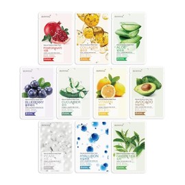 [Pack of 10] Eunyul Natural Moisture Face Mask 10 Types 22 ml x 10 Pieces Korean Skin Care Cloth Mask