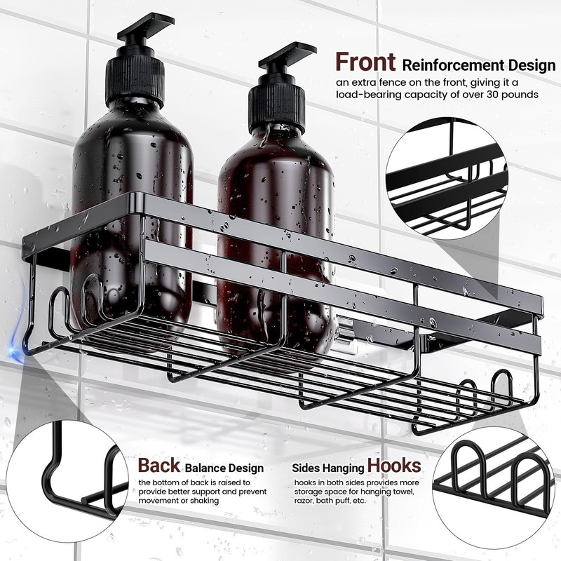 WOWBOX Shower Caddies 2 Pack - Adhesive Hanging Shower Shelf