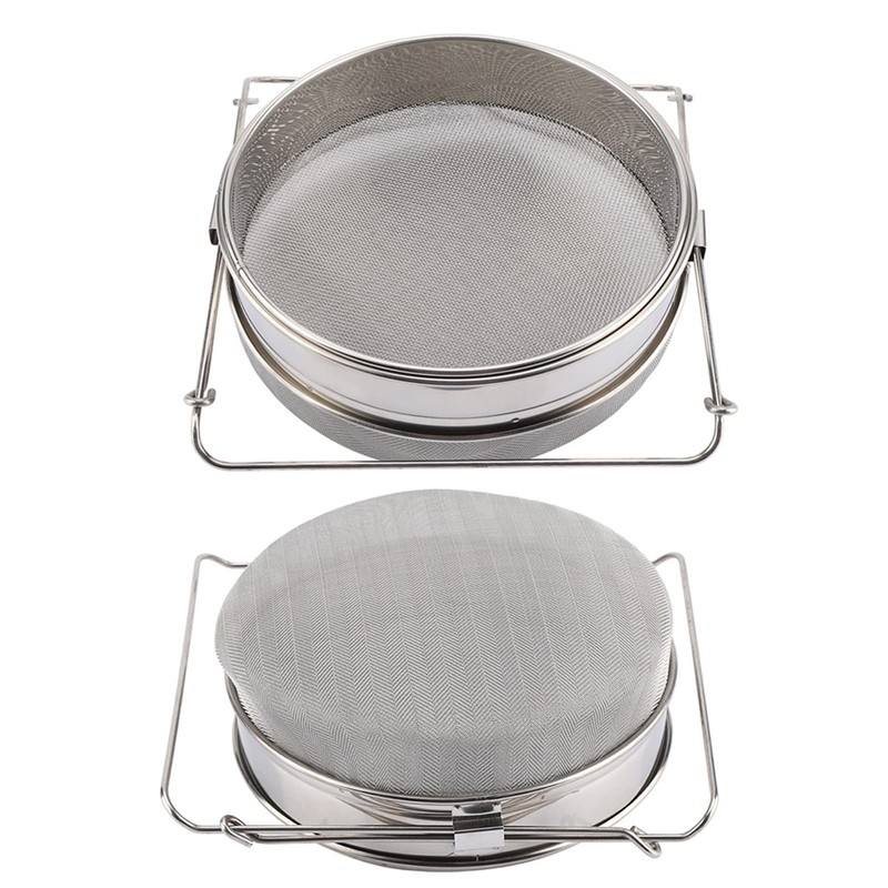 Large Double Layer Stainless Steel Honey Strainer Filter Set with