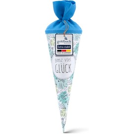 Goldbuch 93 216 School Gift Cone – 35 cm White Cardboard Sugar Bag with Sketch Pattern, Felt Closure, and Durable Lacquer Finish – Perfect Back-to-School Present for Boys and Girls