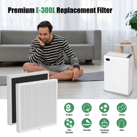 2 Packs E-300L Replacement Filter Compatible with MOOKA and MOOKA Family E-300L Air Cleaner Purifier for Large Room, 3-Stage Filtration System