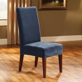 SureFit - Funda Corta para Silla de Comedor, elástica, de hasta 42 Pulgadas de Alto, extraíble, Lavable a máquina, Color Azul Marino