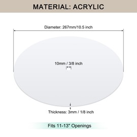 Awclub Round Lampshade Diffuser, 10.5" Diameter with 3/8" Center Hole Diffuser Lamp Shade for Drum Style Lampshades Pendants Softening Light, Frosted White Acrylic, Fits 11-13" Openings