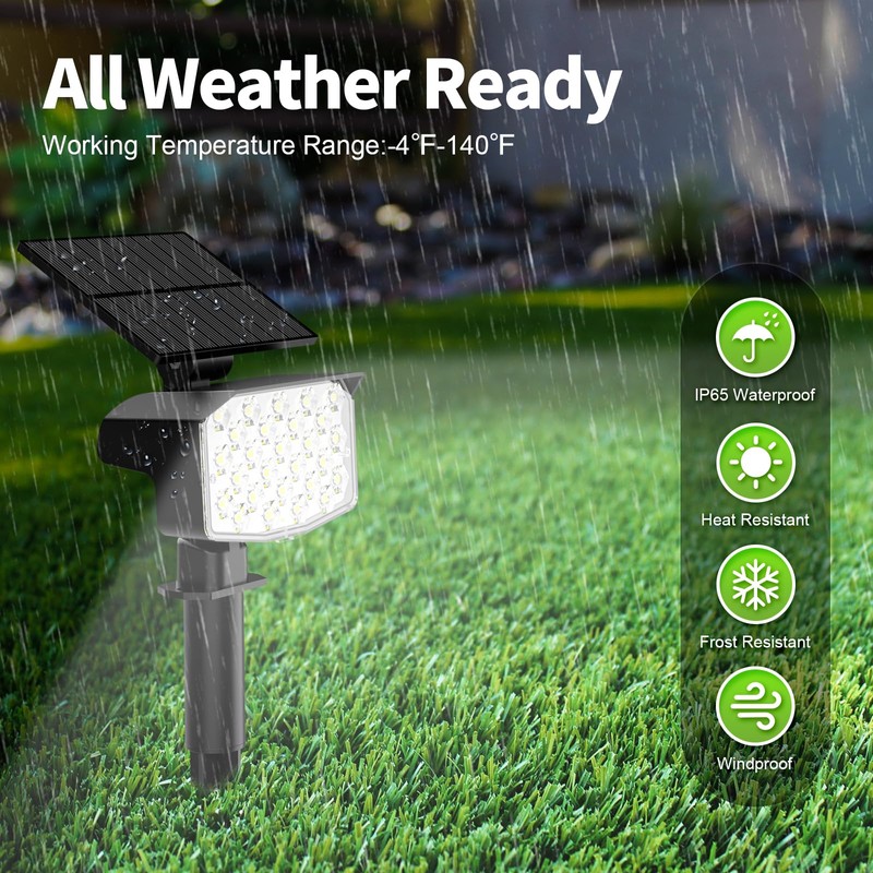 MinPea Solar Spot Lights Outdoor, [27 LED/2 Pack] Adjustable Solar
