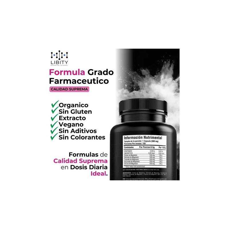 Libity Magnesio Complex Tipos Citrato Treonato Glicinato Gluconato Cloruro Fórmula