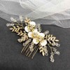 SINLOV Bride Flower Wedding Hair Comb Gold Pearl Rhinestone Bridal