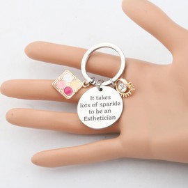BAUNA Esthetician Keychain Thank You Gift for Beautician It Takes Lots of Sparkle To Be An Esthetician Jewelry (beautician keychain)