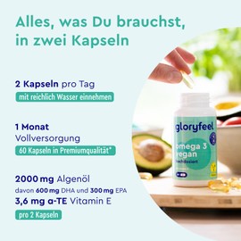 Omega 3 vegan Algenöl (life's® OMEGA) - 2000mg hochdosiert: 600mg DHA + 300mg EPA - Markenrohstoff in Triglycerid-Form - Plus Vitamin E - Nachhaltiger Algenanbau - 100% Laborgeprüft