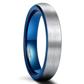 SHINYSO 4mm Tungsten Carbide Rings Blue Matte Engagement Wedding Band for Men Women Comfort Fit Size 6