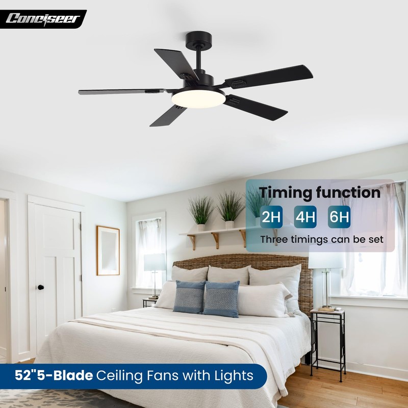 Conciseer 52 Inch Ceiling Fans with Lights and Remote for