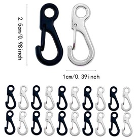 20 PCS Mini Metal Carabiner Clip Small Snap Hooks Paracord Keychain Clips Tiny Spring Snap Hook Carabiners for Keychains Accessories Hanging Key, Backpack