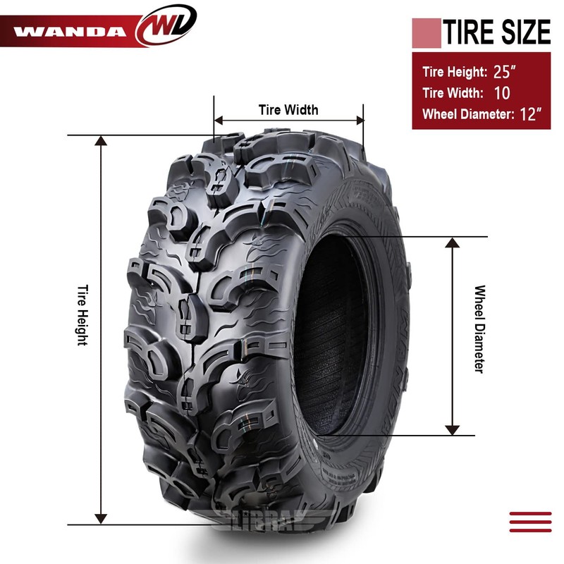 WANDA One ATV/UTV Tire 25x10-12 25x10x12 6PR 375 Super Mud