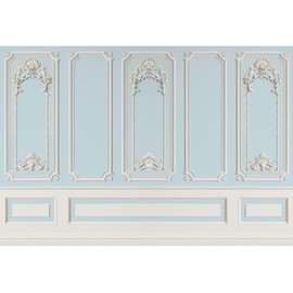 Leyiyi 10x8ft Blue White Vintage Room Inside Backdrop European Frame Modern House French Castle Cementery Wall Retro Style Photo Background Cowboy Kids Birthday Portrait Studio Props Vinyl Wallpaper