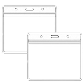 Extra Thick Horizontal ID Card Name Tag Badge Holder with Waterproof Type Resealable Zip (Holders, 6Packs)