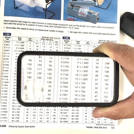 3X Large Rectangular Handheld Pocket Magnifier with 2"x4" Lens and Storage Case Made in USA
