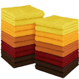 DecorRack 20 Pack 100% Cotton Wash Cloth, Luxurious Soft, 12 x 12 inch Ultra Absorbent, Machine Washable Washcloths, Assorted Set 1 (20 Pack)