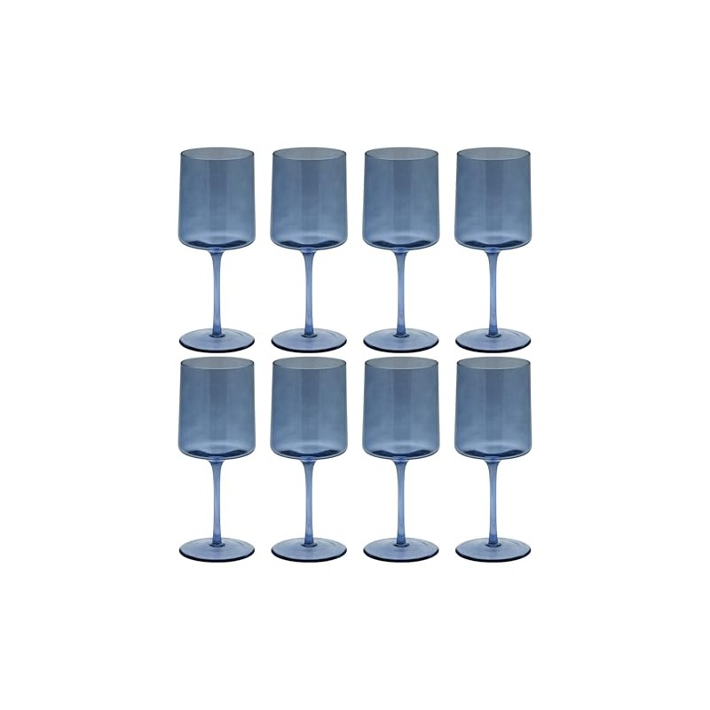 Karma Mid Century Wine Glass Blue Set Of Eight