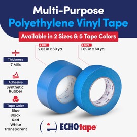 ECHOtape VI-N6120 | White Multi-Purpose Construction Tape | Stucco Masking Tape | Temporary Hold Tape | No Residue Vinyl Tape | Vinyl Repair Tape | Vinyl Floor Marking Tape | 1.89 in x 60 yds