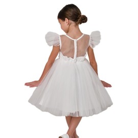Fashion Flavors, White Flower Girl Dresses for Wedding : Tulle Midi for Christmas, Princess Pageant Kids Ball Gown (US, Age, 6 Years, White)