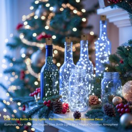 inpmrl Paquete de 10 Luces para Botellas con Corcho, 20 LED 7 pies Luces de Cadena de Alambre de Cobre Blanco Frío para Botellas de Vino, Luces Decorativas de Hadas Operadas por Batería para Bricolaje